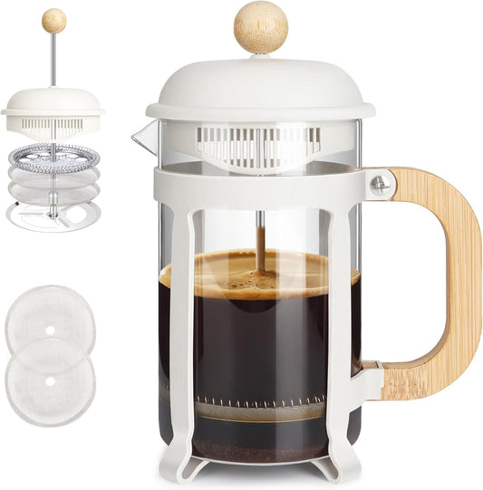 French Press Coffee & Tea Maker – Modern Bamboo & Glass Design