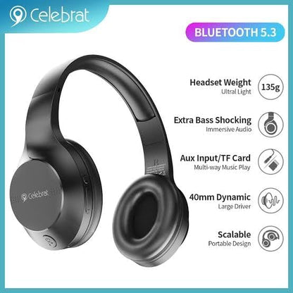 Celebrat A27 Wired Stereo Headphones with Mic – Over-Ear 3.5mm Headset for Music, Calls & Gaming
