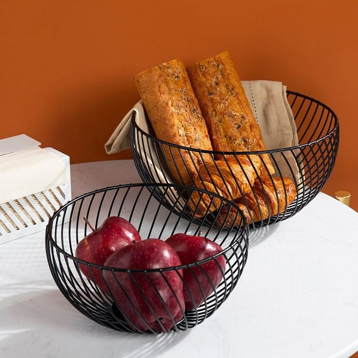Round Decorative Fruit Basket.Metallic Wire Kitchen & Dining Organizer