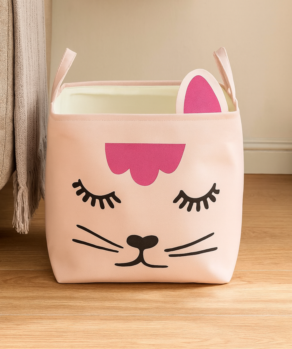Printed Multipurpose Fabric Basket (35×40cm) for laundry, toys, shopping, storage, or home organization.