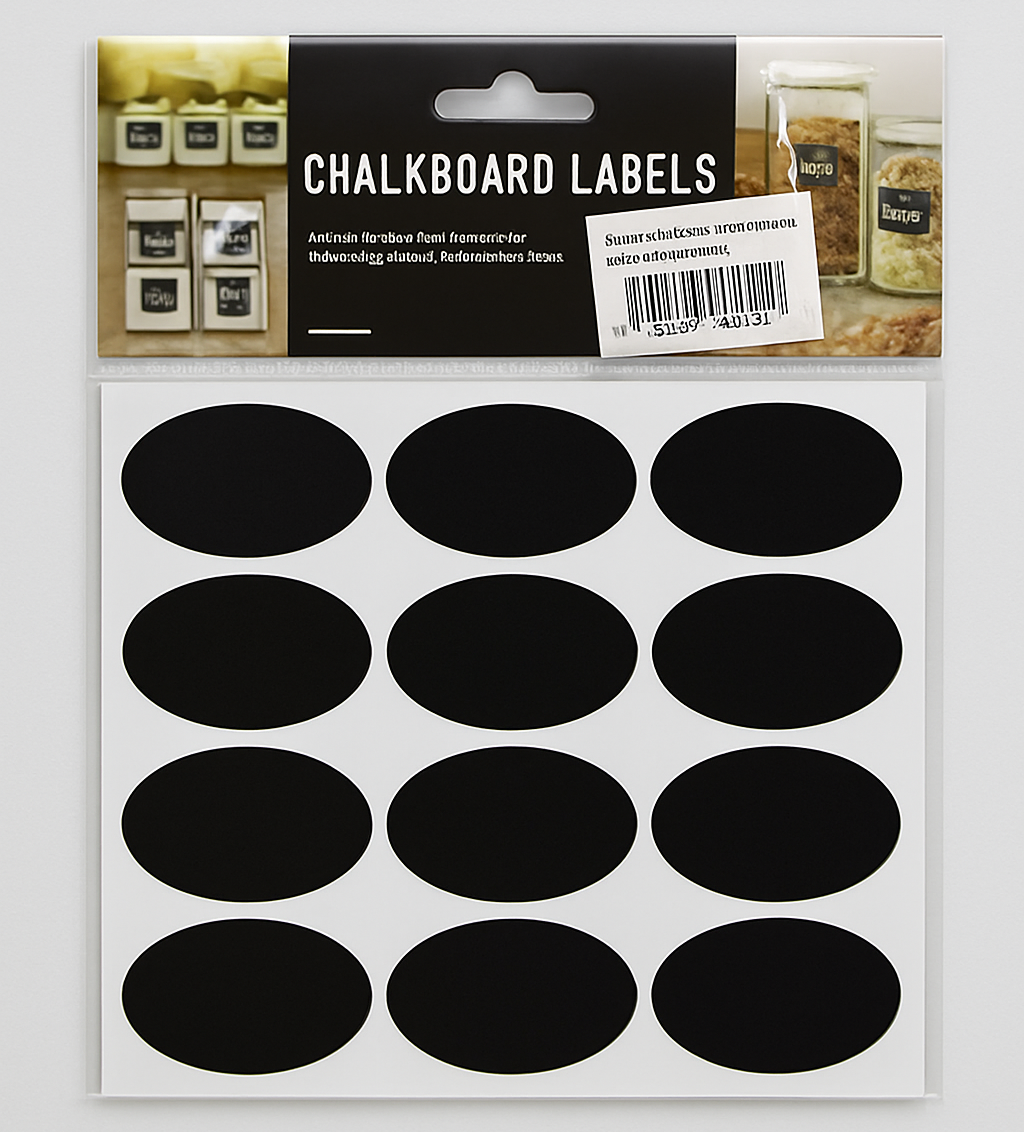 Reusable Black Round Pantry Label Stickers with Marker Pen (24pcs Set)