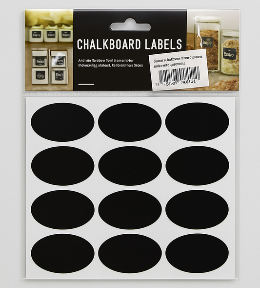 Reusable Black Round Pantry Label Stickers with Marker Pen (24pcs Set)