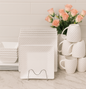 24-Piece Premium White Embossed Dinner Set – Modern Square Design