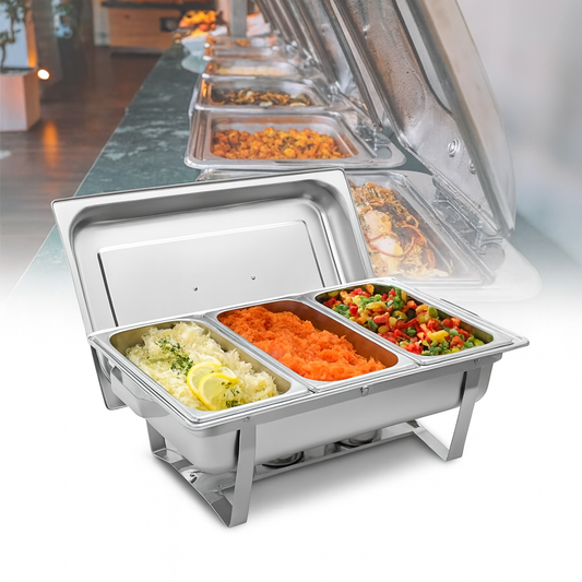 Stainless Steel Triple-Compartment Chafing Dish