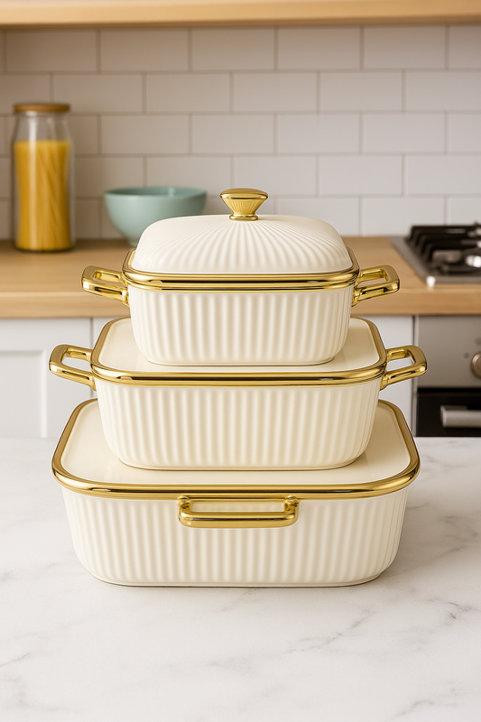 Luxury Ceramic Soup Pot Set – 3 Pieces