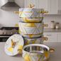 Luxury Marble & Gold Hot Pot Set – 4 Pieces