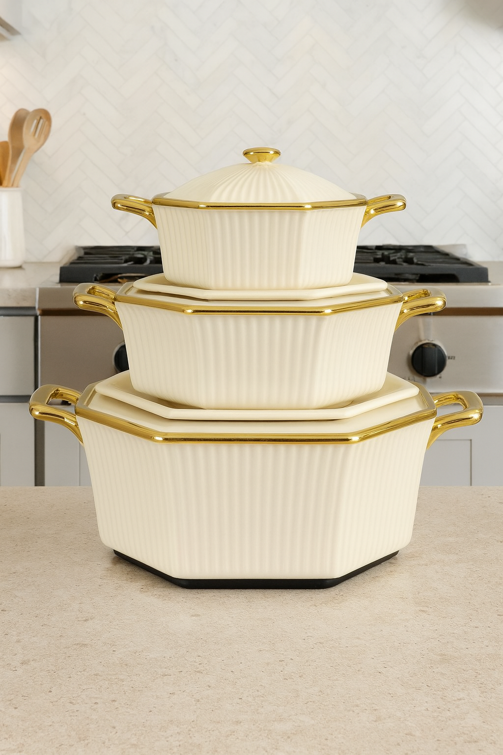 Luxury Ceramic Soup Pot Set – 3 Pieces