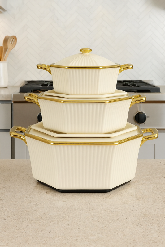 Luxury Ceramic Soup Pot Set – 3 Pieces