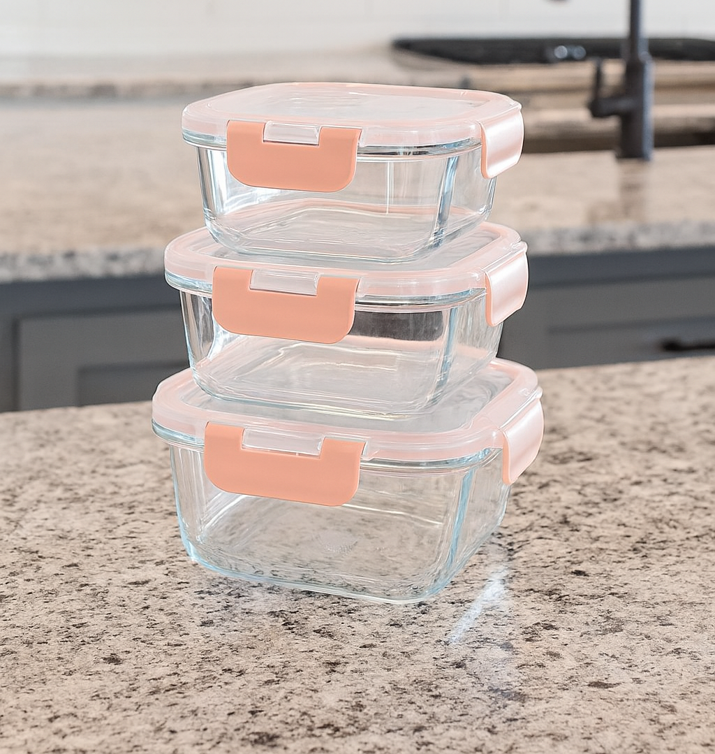 3-in-1 Snack Storage Box Set – Glass with Transparent Top Lid