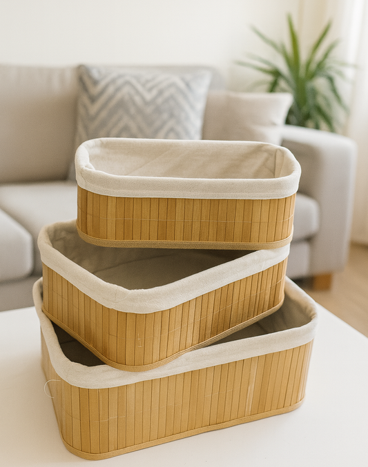 3-in-1 Handwoven Rattan Storage Baskets