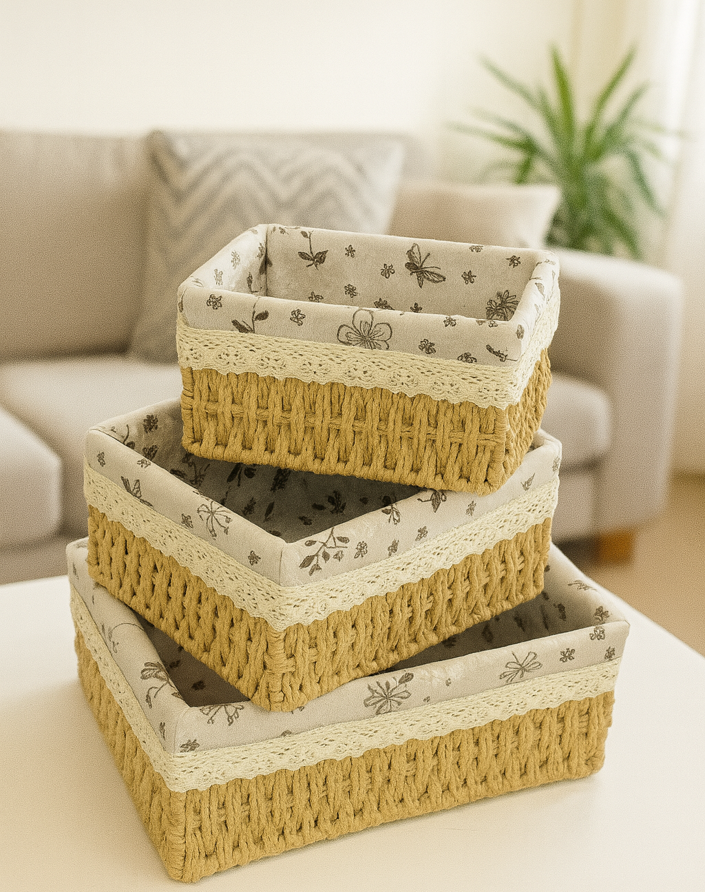 3-in-1 Handwoven Rattan Storage Baskets