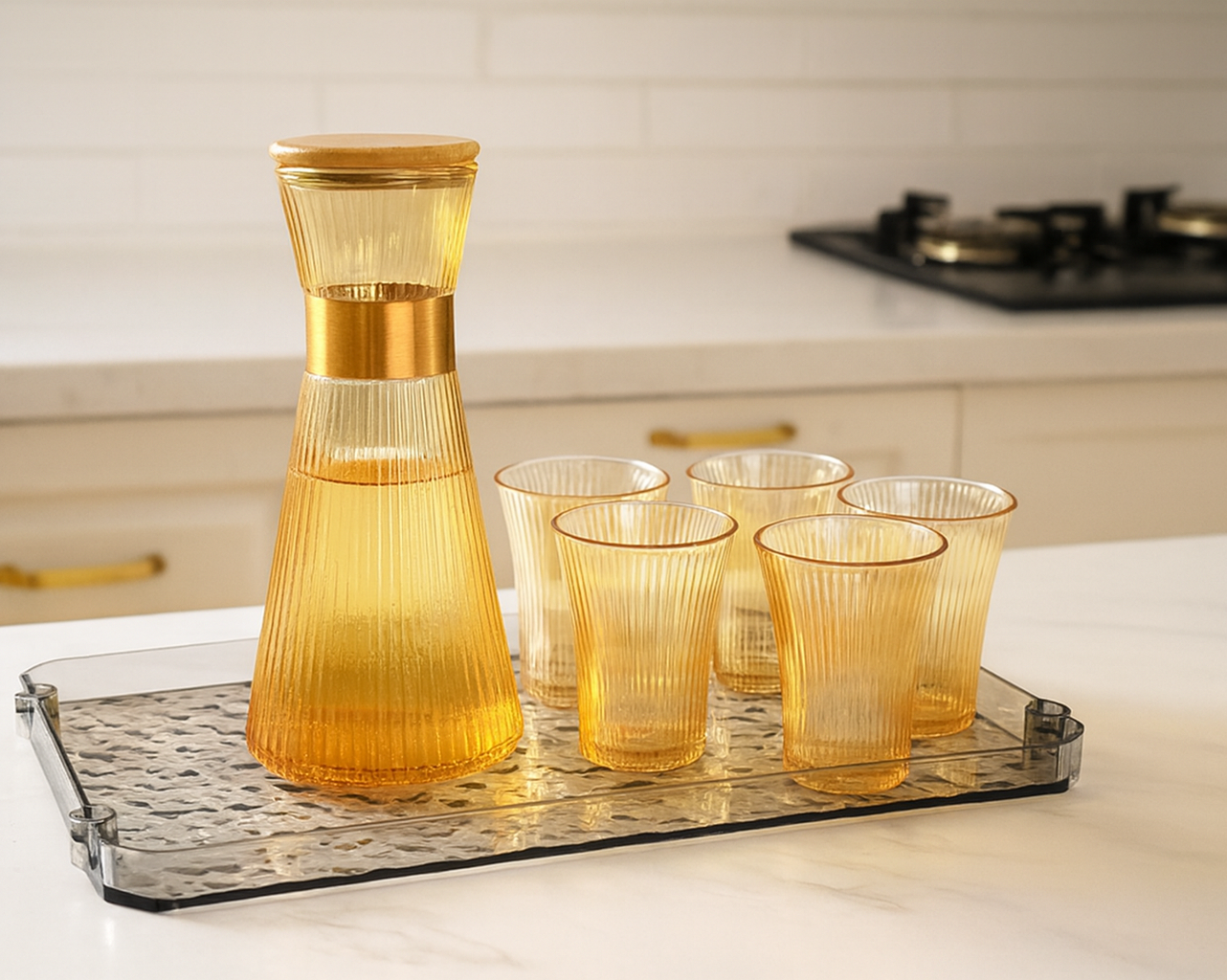 Glass carafe Set with 6 Glasses