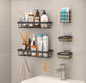 5-Piece Wall Mounted Bathroom Organizer Set – Shower Caddy, Soap Dish & Toothbrush Holder