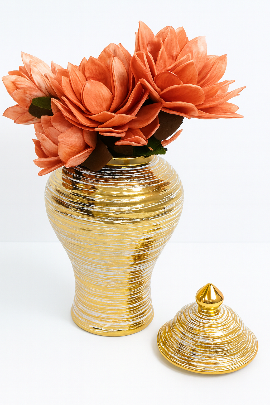 Luxury Gold-Plated Ceramic Ginger Jars — Modern Classic Home Décor