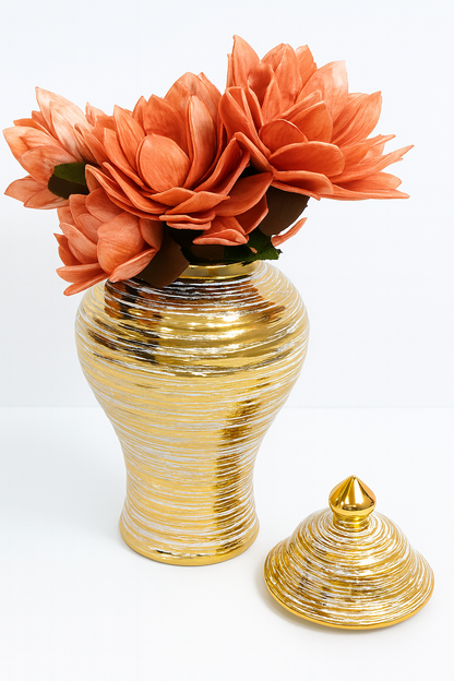 Luxury Gold-Plated Ceramic Ginger Jars — Modern Classic Home Décor