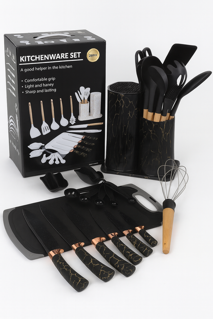 25pc Silicone spoon and knife set
