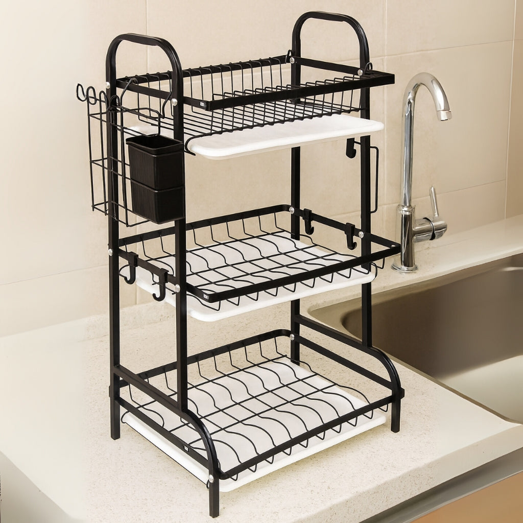 3-Tier Heavy Duty Carbon Steel Dish Rack