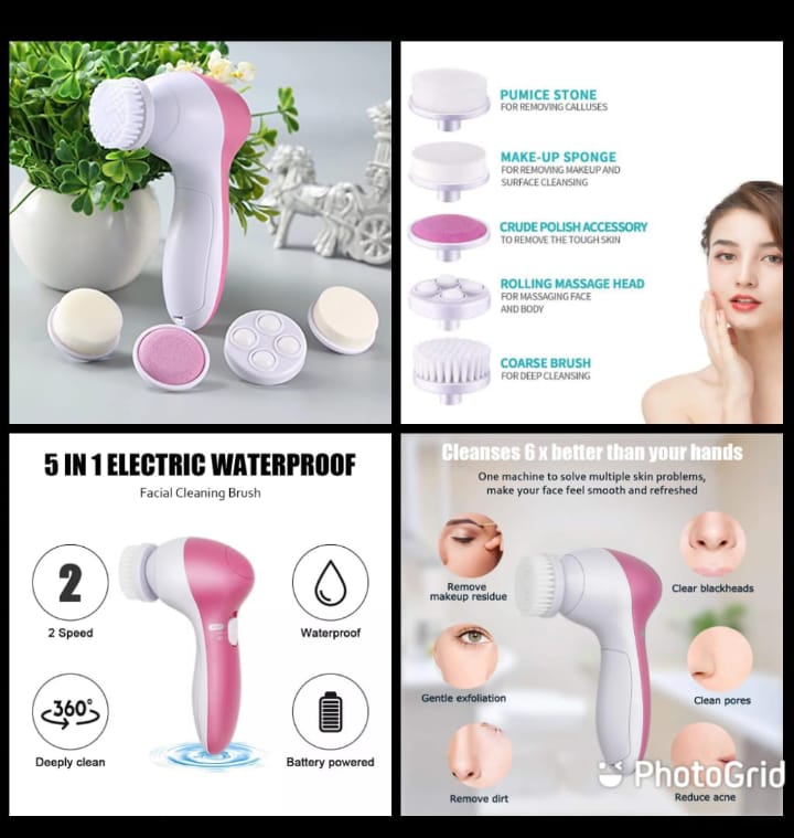 5-in-1 Facial Cleansing Brush – Deep Clean, Exfoliate & Massage