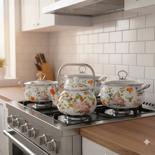 11-Piece Original Enamel Cookware Set with Kettle