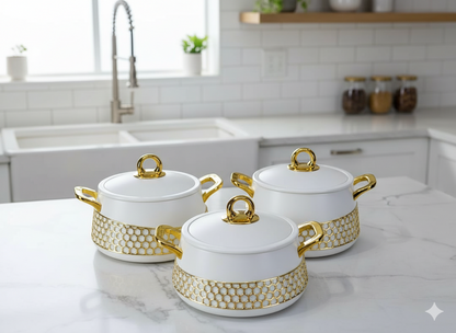 Elegant Hotpots with Gold Detail - Serveware