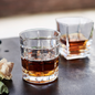 6 Piece Whisky Glass Set  320ml Grid-Pattern Heavy Base Tumblers