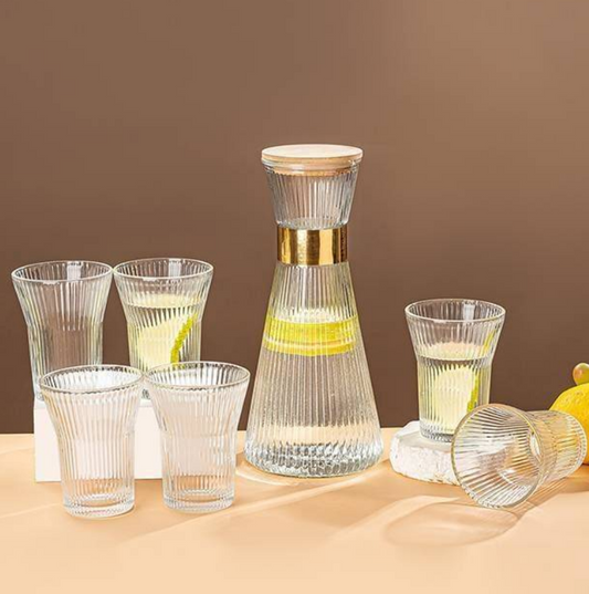 Glass carafe Set with 6 Glasses