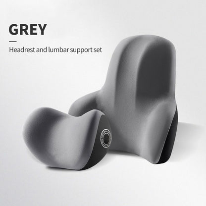 2-Piece Memory Foam Car Headrest & Lumbar Support Set