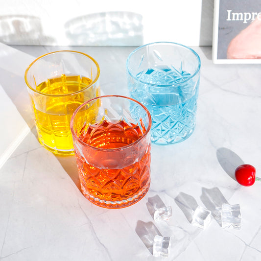 Blinkmax 6-Piece Short Glass Set.Diamond-Cut Whiskey & Cocktail Glassware