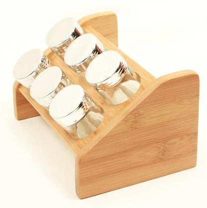 6-Piece Bamboo Spice Rack with Jars