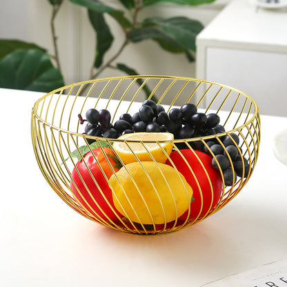 Round Decorative Fruit Basket.Metallic Wire Kitchen & Dining Organizer