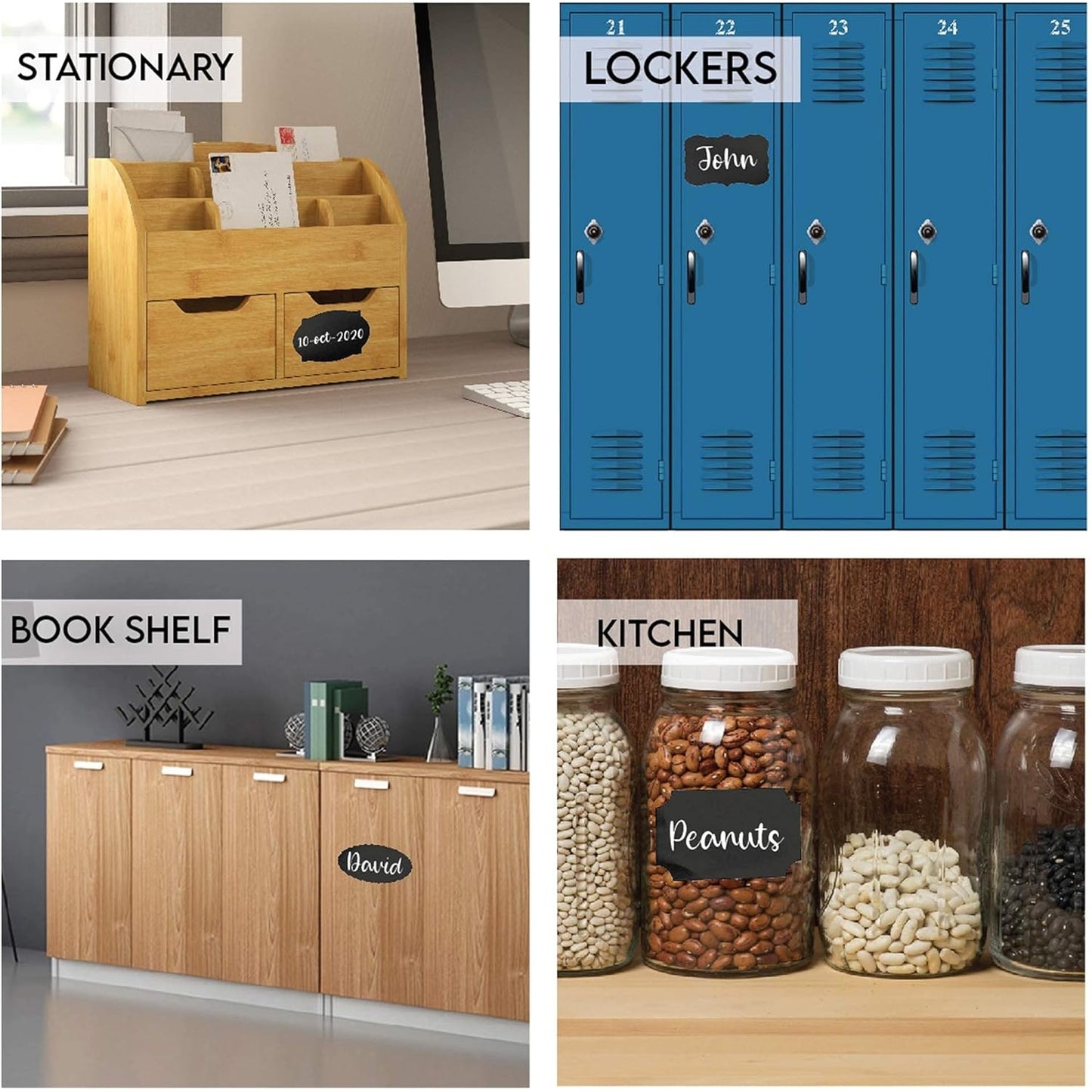 Reusable Black Round Pantry Label Stickers with Marker Pen (24pcs Set)