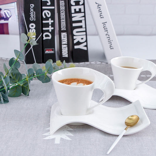 Luxurious 12-piece Modern Wave Cup & Saucer Set