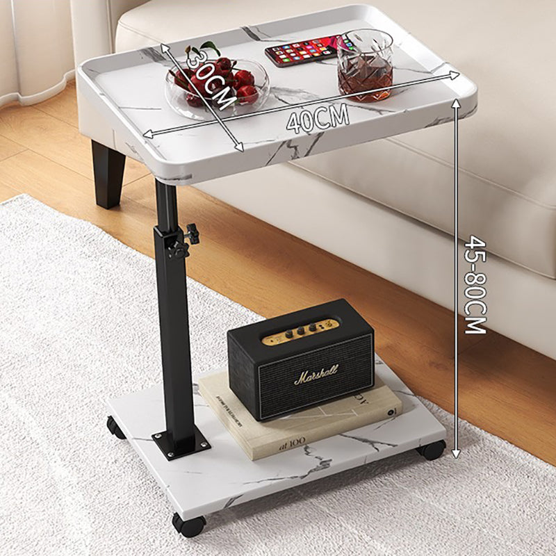 Adjustable Height Sofa Side Table with Wheels