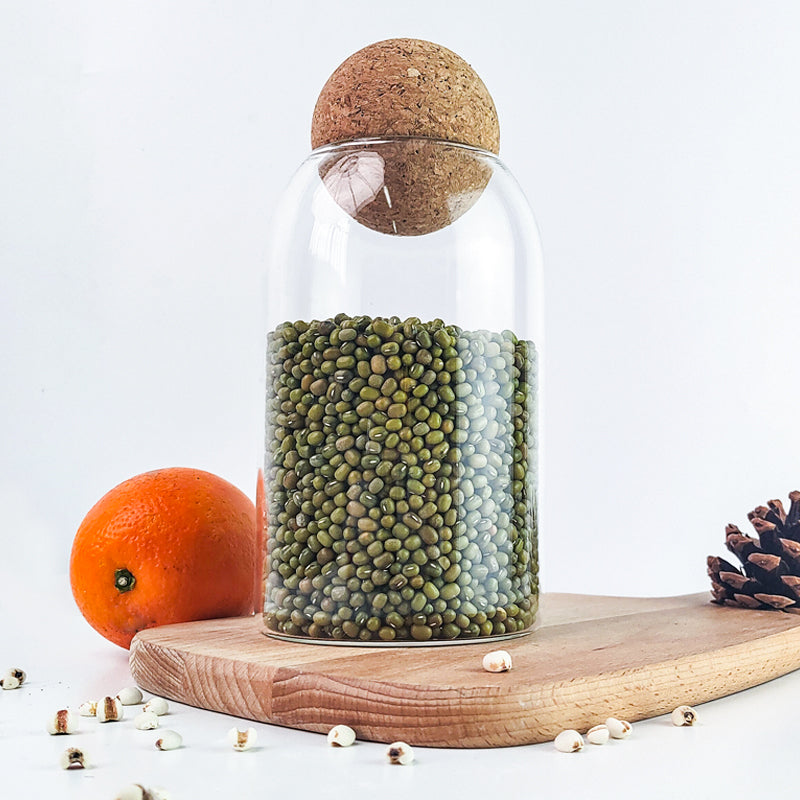 Classic Glass Candy & Spice Jar with Bamboo Ball Lid