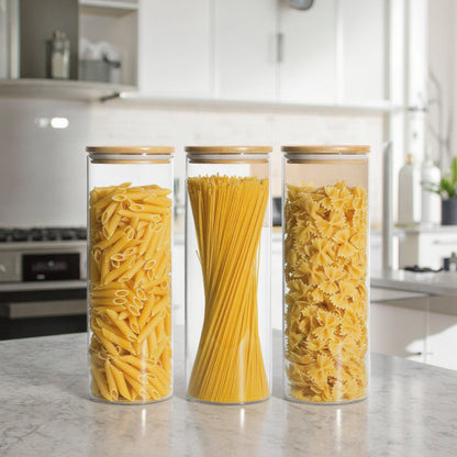 2000ml Glass Storage Container, Borosilicate with Bamboo Lid for Cereal, Spaghetti & Pantry