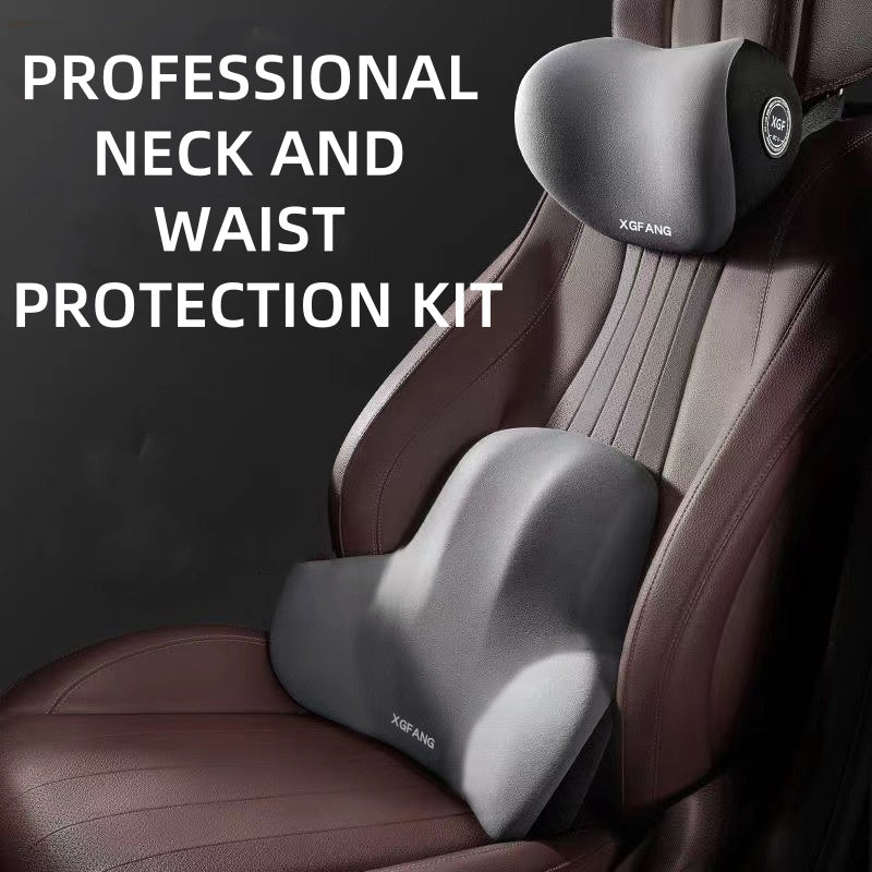 2-Piece Memory Foam Car Headrest & Lumbar Support Set