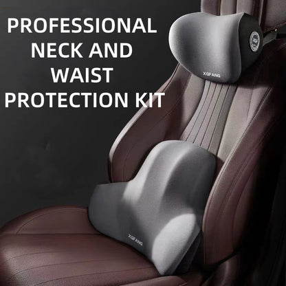 2-Piece Memory Foam Car Headrest & Lumbar Support Set