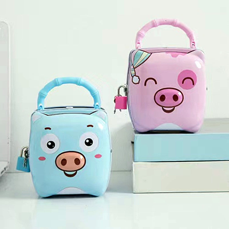 Metallic Cartoon Pig Money Bank