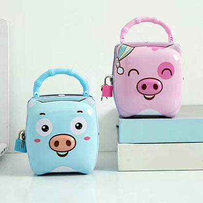 Metallic Cartoon Pig Money Bank