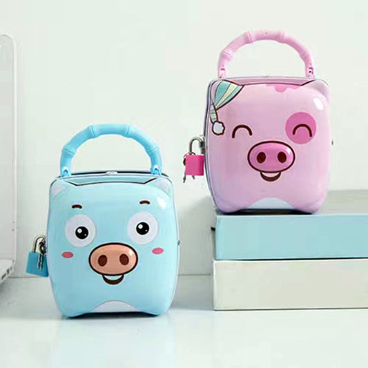 Metallic Cartoon Pig Money Bank