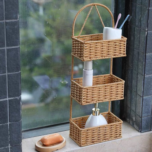 Multipurpose Hand-Woven Rattan shower cuddy Organizer