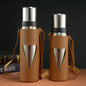 Premium 1000ml Vacuum Flask with Leather Carry Case