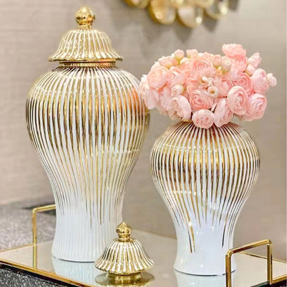 Luxury Gold-Plated Ceramic Ginger Jars — Modern Classic Home Décor