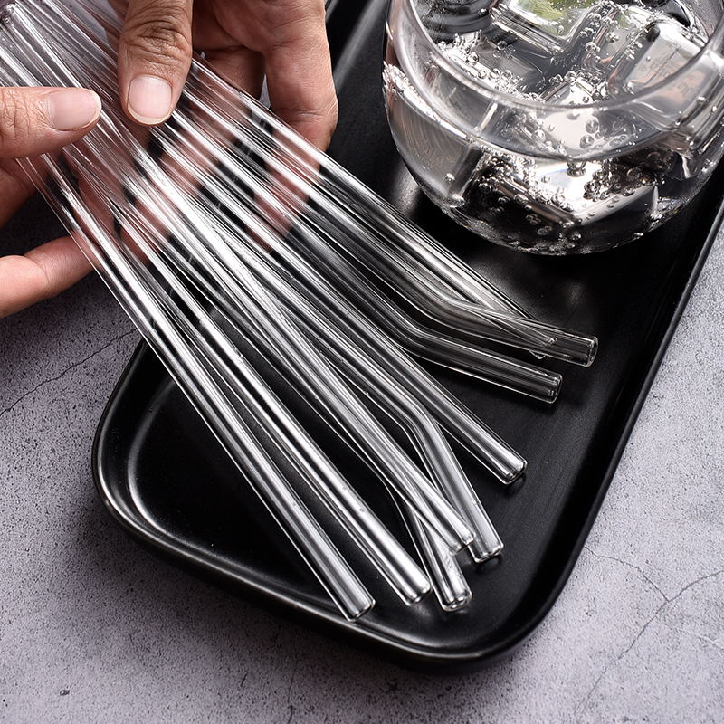 6pcs Clear Borosilicate Glass Straw Set + Cleaning Brush | Reusable Eco-Friendly Drinking Straws