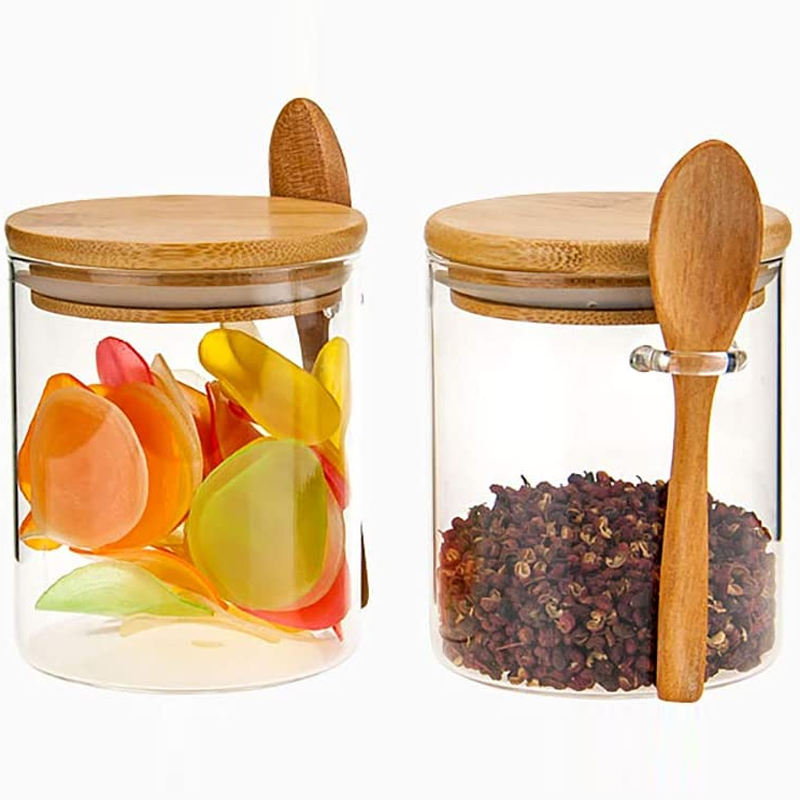 500ml Glass Storage Jar with Bamboo Lid & Spoon – Airtight Kitchen Container