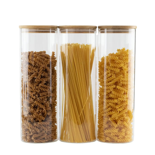 2000ml Glass Storage Container, Borosilicate with Bamboo Lid for Cereal, Spaghetti & Pantry