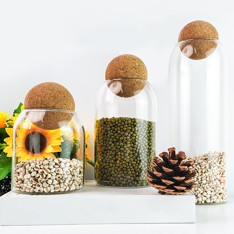 Classic Glass Candy & Spice Jar with Bamboo Ball Lid