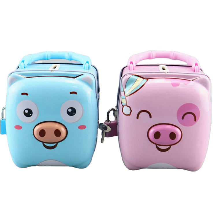 Metallic Cartoon Pig Money Bank