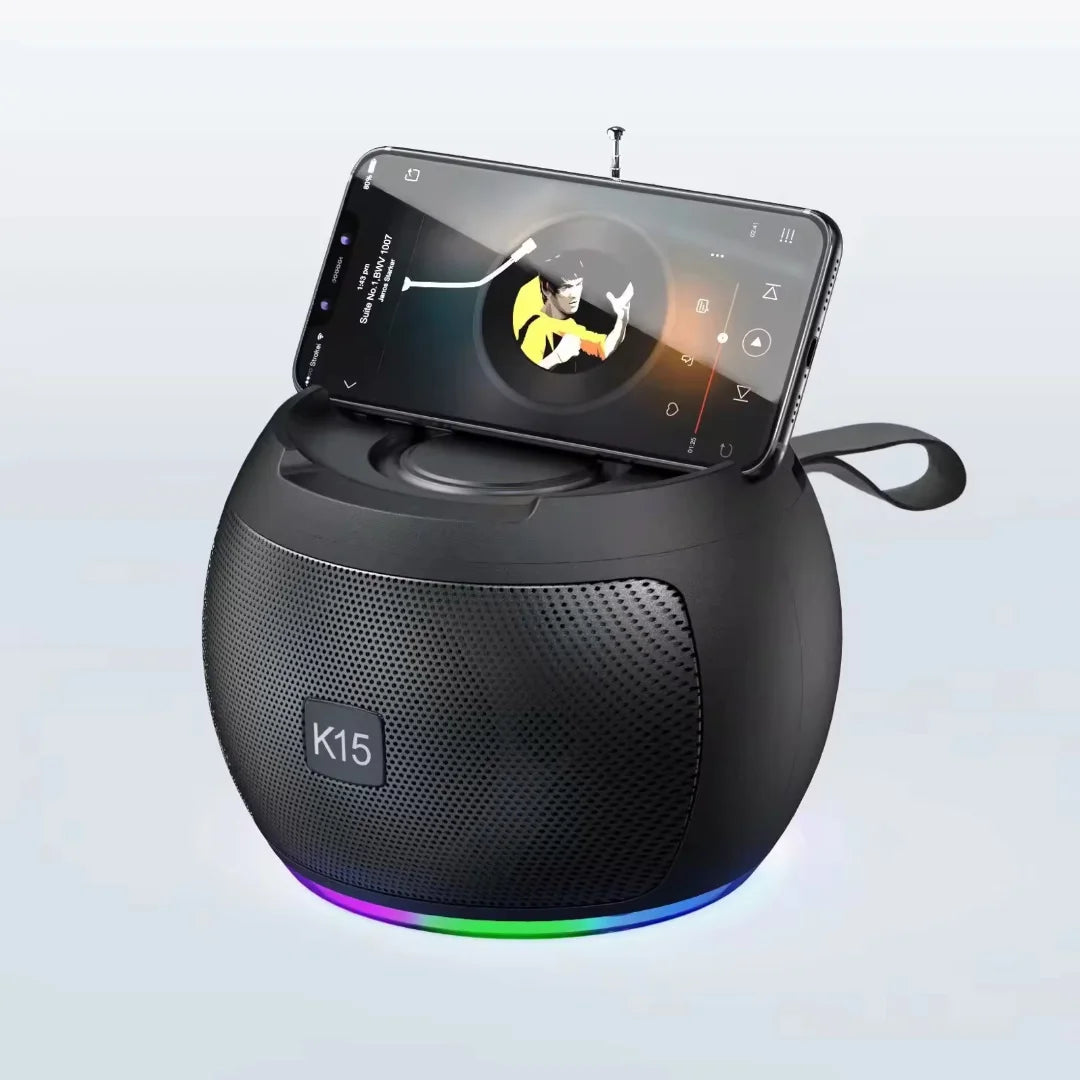 K15 Solar-Powered Bluetooth Subwoofer Speaker – Portable Wireless Speaker with USB & Memory Card Support