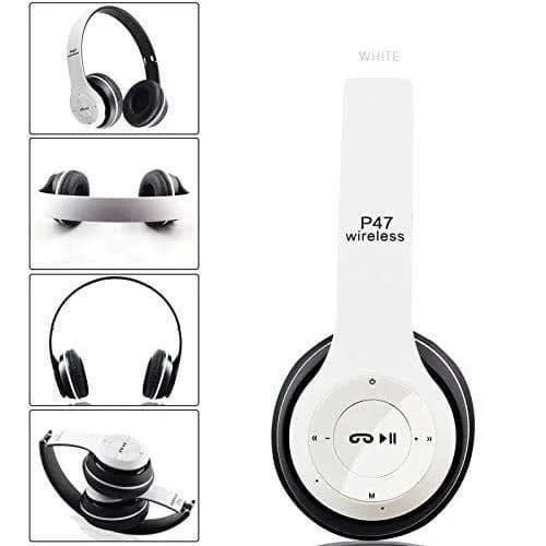 P47 Wireless Bluetooth Headphones with Mic – Foldable Over-Ear Headset for Music, Calls & Travel